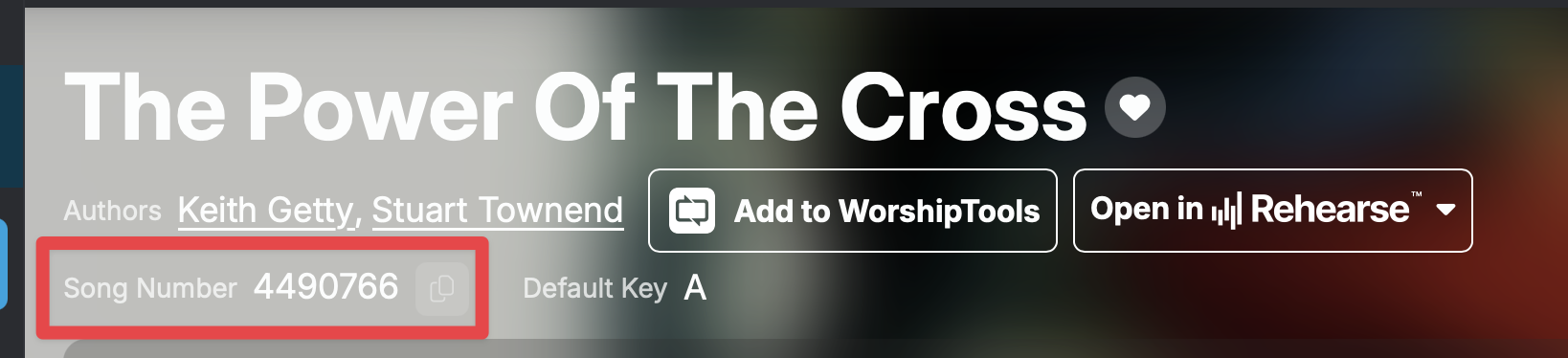 CCLI Song ID Location