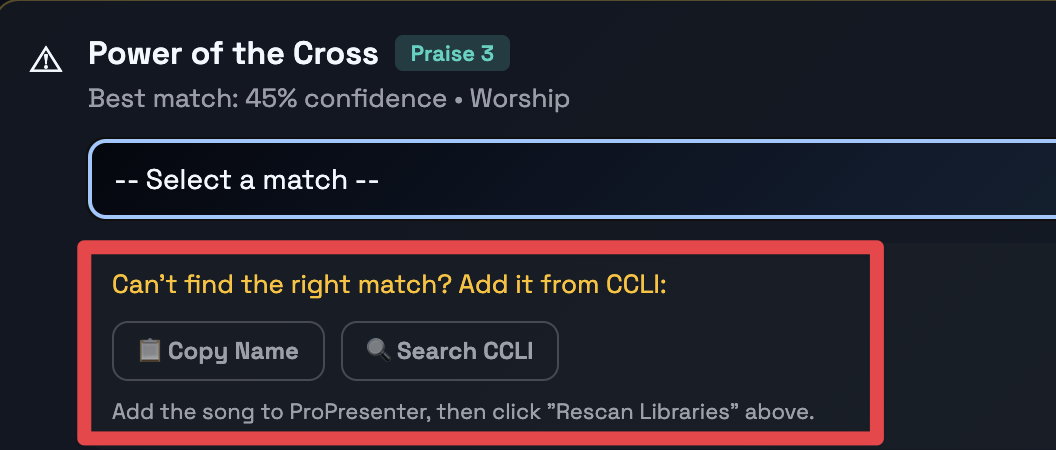 Song Search (CCLI/Song Library)